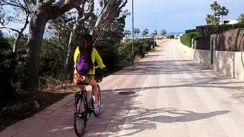 Public Nudity Up-Skirt, No Panties Bike Ride
