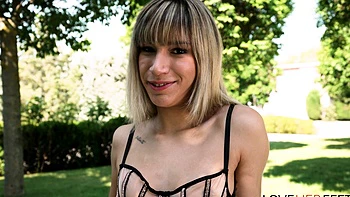 Kinky Babe Megan Love Teasing With Her Feet Outdoors