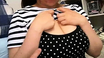 Busty Asian close up masturbation