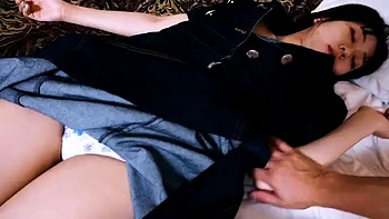 Small titted asian beauty giving blowjob