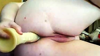 Dildo in Chubby Girl's Ass on Webcam