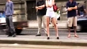 Blonde Amateur Takes Facial Outdoors In Public