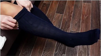 Schoolgirl Show Feet In Knee Socks And Change Dress Knee Socks Nylon Pantyhose Foot Fetish Part 2