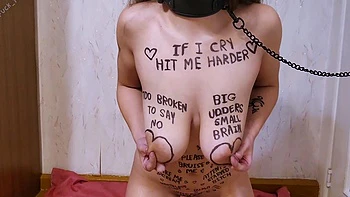 Busty brunette bitch with big boobs