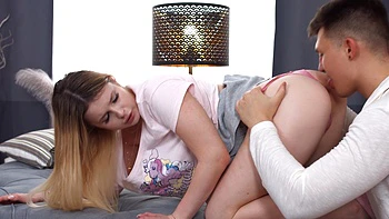 A cute blonde girl, Eliz Benson, was caught in a private moment with her partner.