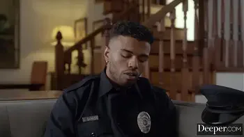 Deeper. Gorgeous Amber Moore can't resist a man in uniform