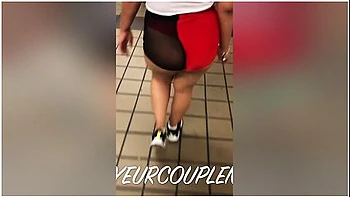 Wife In See Through Shorts And Thong Teasing Train Passengers