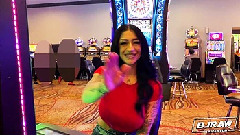 POV dick-sucking session with a hot inked brunette Luna Baby