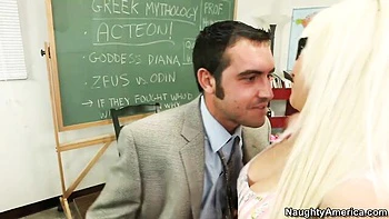 Sexy young blonde Stevie Shae likes dick-riding in the classroom