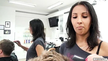 Awesome sex in the cowgirl pose with a long-legged brunette Samante