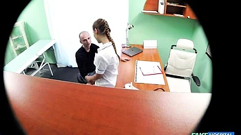 Sexy young doctor with a perfect body fucks with a bald boyfriend