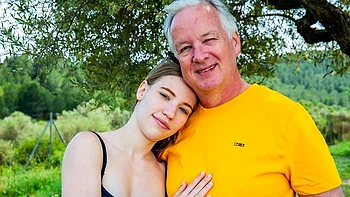 Hard doggy style fuck with an old man and a young girl Maya Sinn