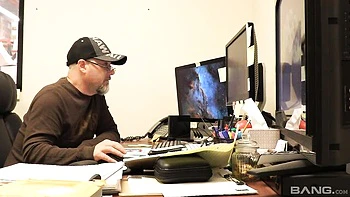 Brown-haired girlfriend Farrah Dahl is jumping on a large penis