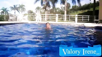 Gorgeous pool solo with a big-boobed mademoiselle Valory Irene