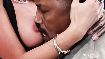 Good blonde with round ass Anastasia Shades rides a huge black dick