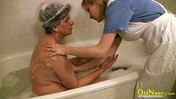 Old Vs young sex play with a very old lady Lea and a young Clara