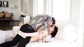 Inked lover with a long cock fucked a skinny hottie Angel Windell