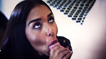 A black-haired beauty got fucked on the bed in pov