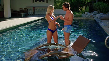 Scarlet Red rides Jean Val Jean’s big cock by the pool