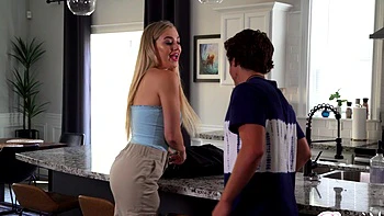 Romero and blossom have fun on the bed in cowgirl