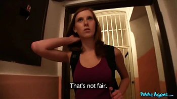 Fake College Inspector Gets Busty Redhead To Pay With Blowjob - Reality