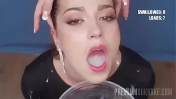 PremiumBukkake - Andrea swallows 67 huge mouthful cumshots