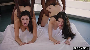 First interracial foursome for Leah Gotti and Lana Rhoades on blacked