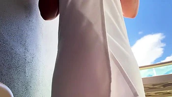 Risky Masturbation After A Shower, On The Balcony, In A Hotel Room