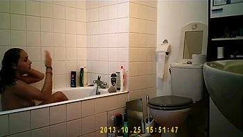 Cute teen gets caught on a toilet and in bath