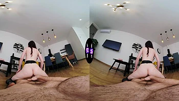 Hot brunette teen Luna Lynx rides cock in stunning hd vr