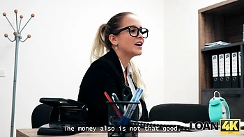 Loan4k featuring Jennifer Mendez and Stanley Johnson's sex toy testing scene