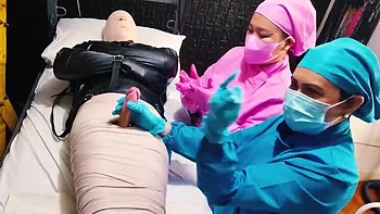 Nurse DominaFireOfficial Mummifies Patient & Fingers His Cock Sounding For Cum - Medical BDSM Bondage