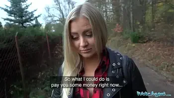 Public Agent Beautiful Busty Blonde takes her clothes off in the woods before fucking