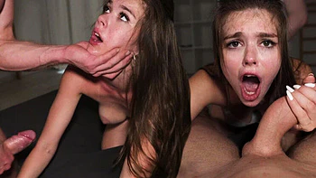 18 Year Old Teen First Threesome Hard Fuck - Brunette Teen Rough Doggy Style