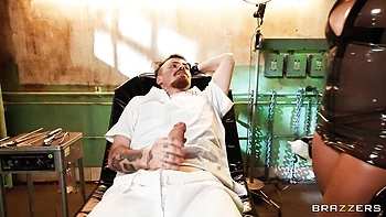 Lusty hottie with silicone tits Kira Noir impaled by white penis