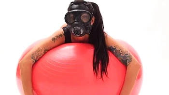 Masked chick getting naked and playing with a fitball: Babe, Stripchat  Brunette Porn