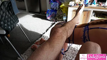 Stunningly beautiful blue eyes slut fucked and creampied