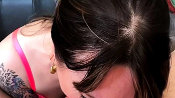 Teen Brunette Sucks Cock On Webcam POV