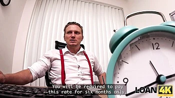 Cheerful blonde seduced for office sex with stranger