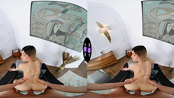 Adolescente linda termina al chico montando en VR