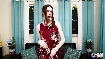 Exquisite transgirl Allison jerks off solo cumshot