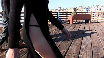 Shy Redhead Goth Exhibitionist in Sheer Crotchless Dress