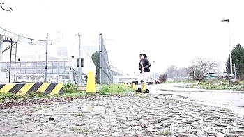 Skinny teen Mini’s natural tits and pissing fun