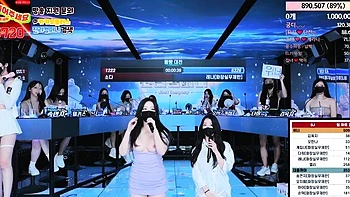 Asian and American gangbang in public amateur style