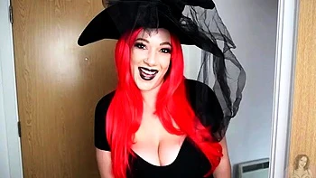 Redhead with Huge Boobs Masturbates in Latex Solo