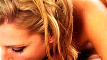 Dirty blonde pornstar fingers and licks her wet pussy