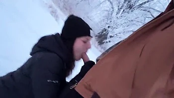 Mya Lane's Snowy Outdoor Doggy Almost Caught