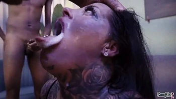 Big-tits German slut takes huge BBC creampie