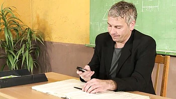 Sexy secretary rides and deep throats with cum in mouth