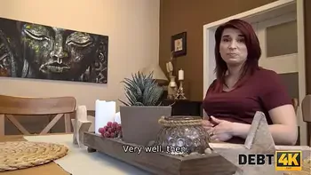 DEBT4k. Debt collector drills pregnant woman with a tattoo on lower back